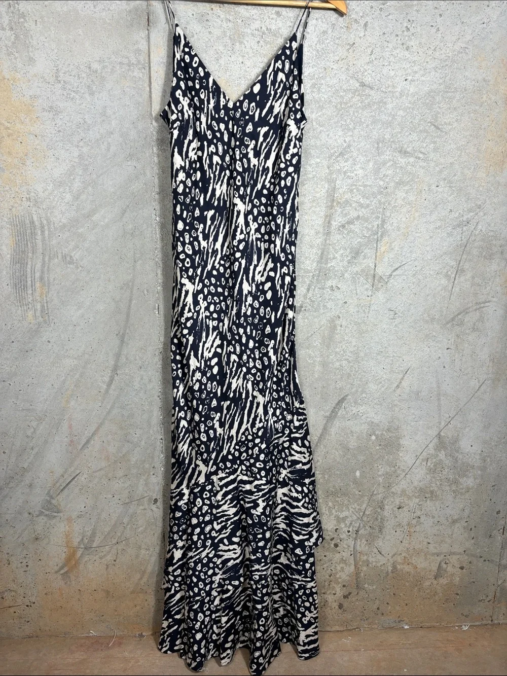 Rebecca Vallance Lola Tiered Printed Crepe Maxi Slip Dress